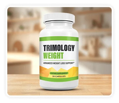 Trimology bottle, 30 capsules, on a kitchen counter